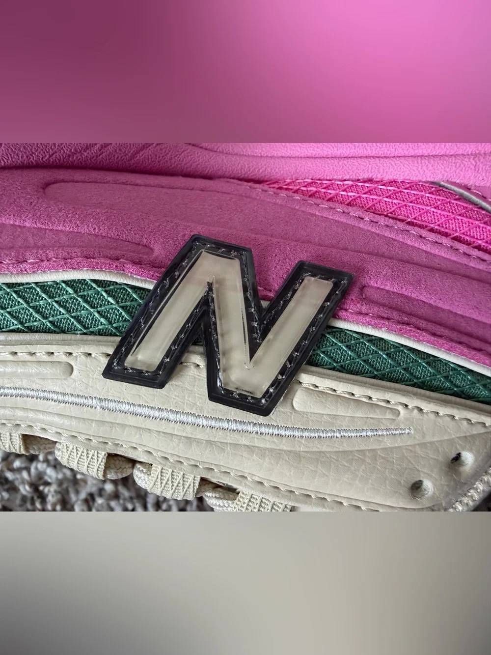 New Balance 1000 Pink Green Cream Running Sneakers - Picture 9 of 10